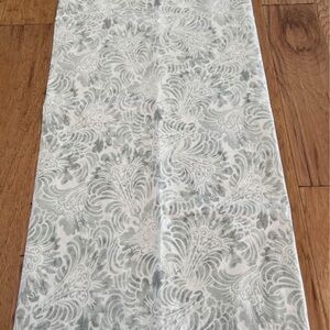 Pottery Barn Shower Curtain, damask paisley, spa green/cream/gray